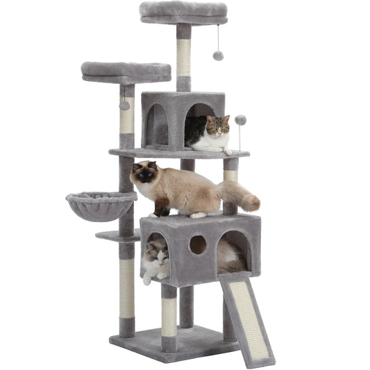 Luxury Large Cat Tree with Spacious Condo Hammock Multi-Level Cat Tower Cat Scratcher Cat Scratching Posts for Indoor Cat Toys