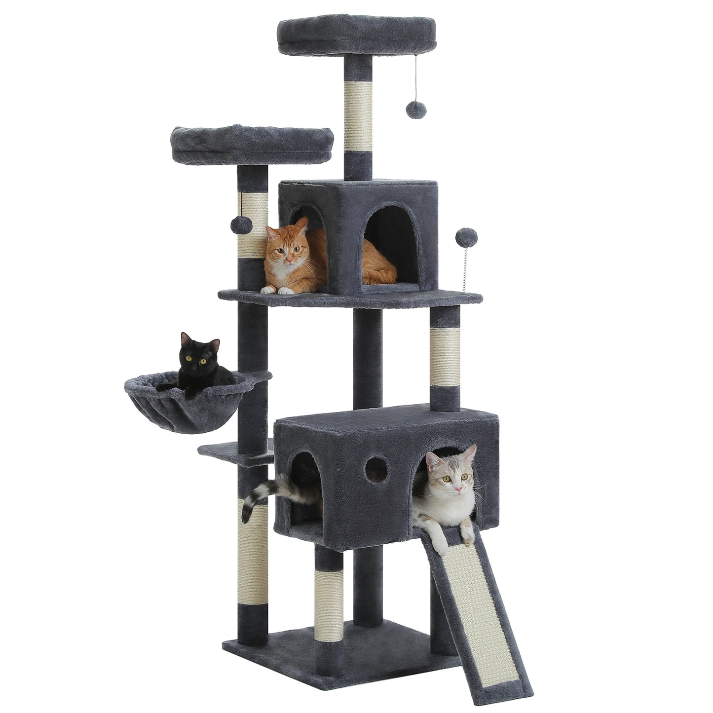 Luxury Large Cat Tree with Spacious Condo Hammock Multi-Level Cat Tower Cat Scratcher Cat Scratching Posts for Indoor Cat Toys